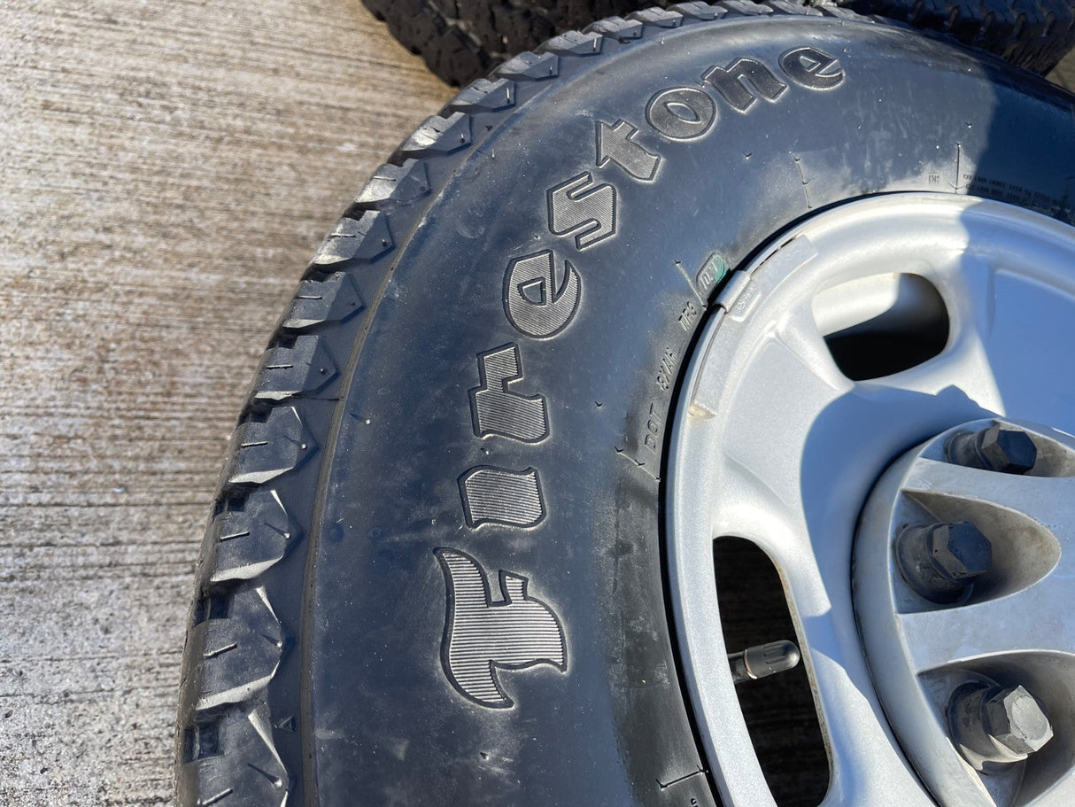17" Chevy Silverado GMC Sierra 2500 OEM 8095 wheels rims FIRESTONE A/T Texas Truck Tire