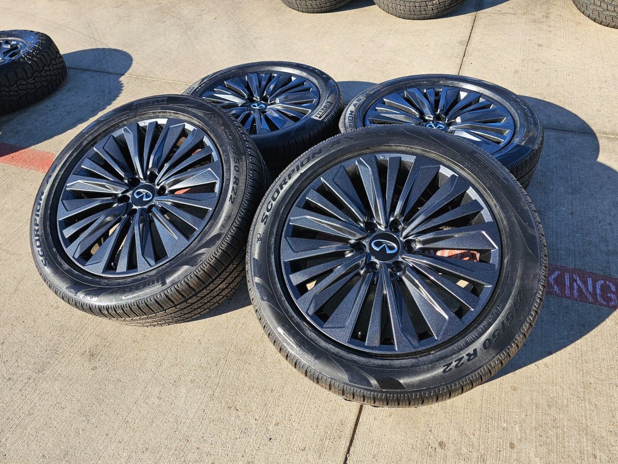 22" Infiniti QX80 QX56 Nissan Titan Armada OEM 94236 wheels rims 2025 2026 NEW Texas Truck Tire