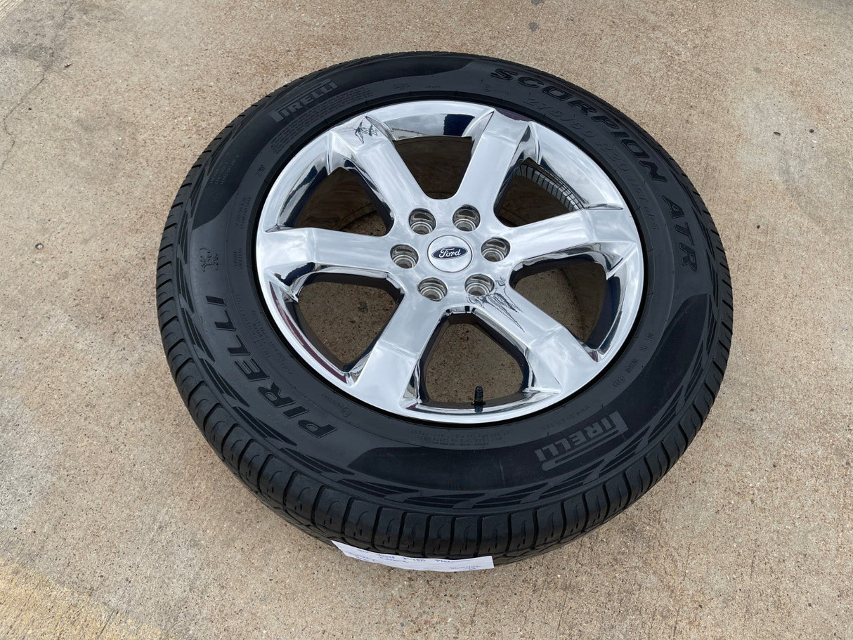 20" Ford F-150 OEM rim wheel CHROME 10347 Expedition spare PIRELLI A/T NICE Texas Truck Tire