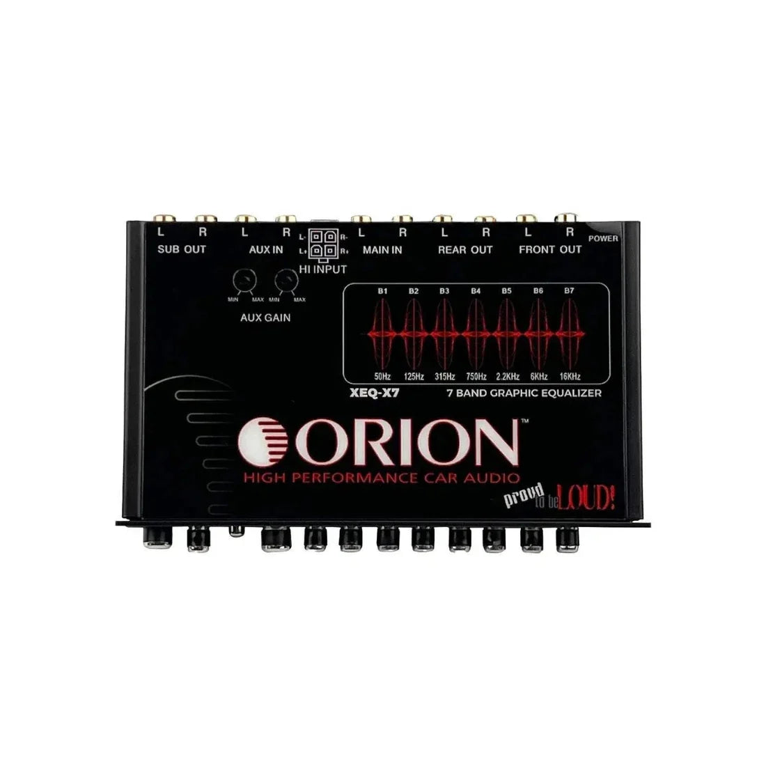 Orion XEQ-X7 7-Band Graphic Equalizer w/ Front AUX Input Orion