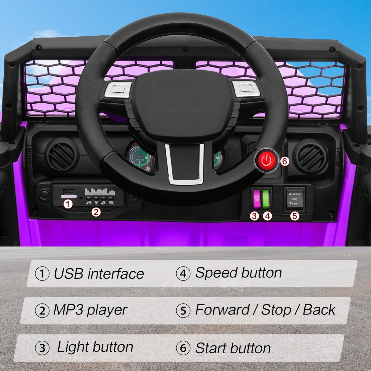 12V Kids Ride-On Truck with Power Wheels, LED Lights, and Parental Remote Control