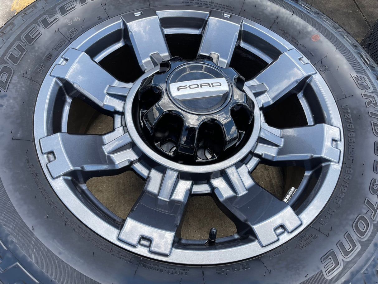 20" Ford F-250 F-350 OEM gray Lariat 10485 10296 wheels rims tires Texas Truck Tire