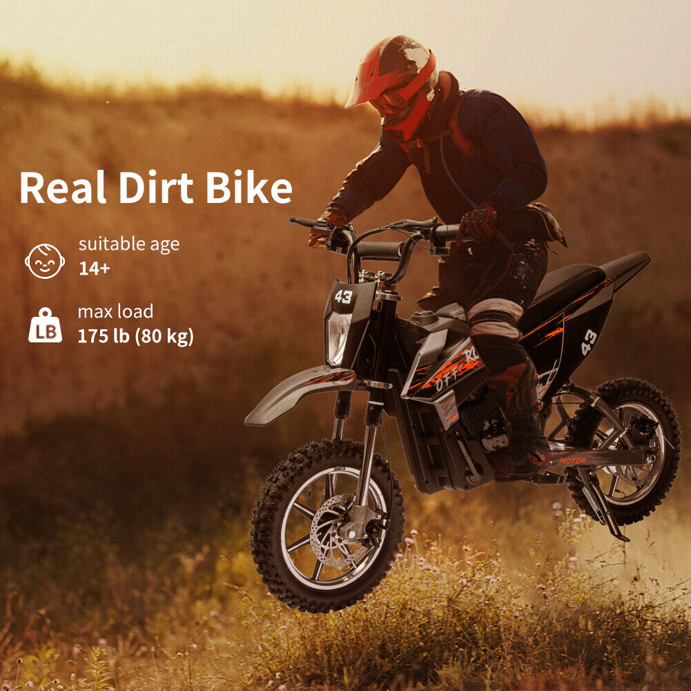 350W/500W Electric Dirt Bike for Kids with Variable Speed and LED Lights - 36V
