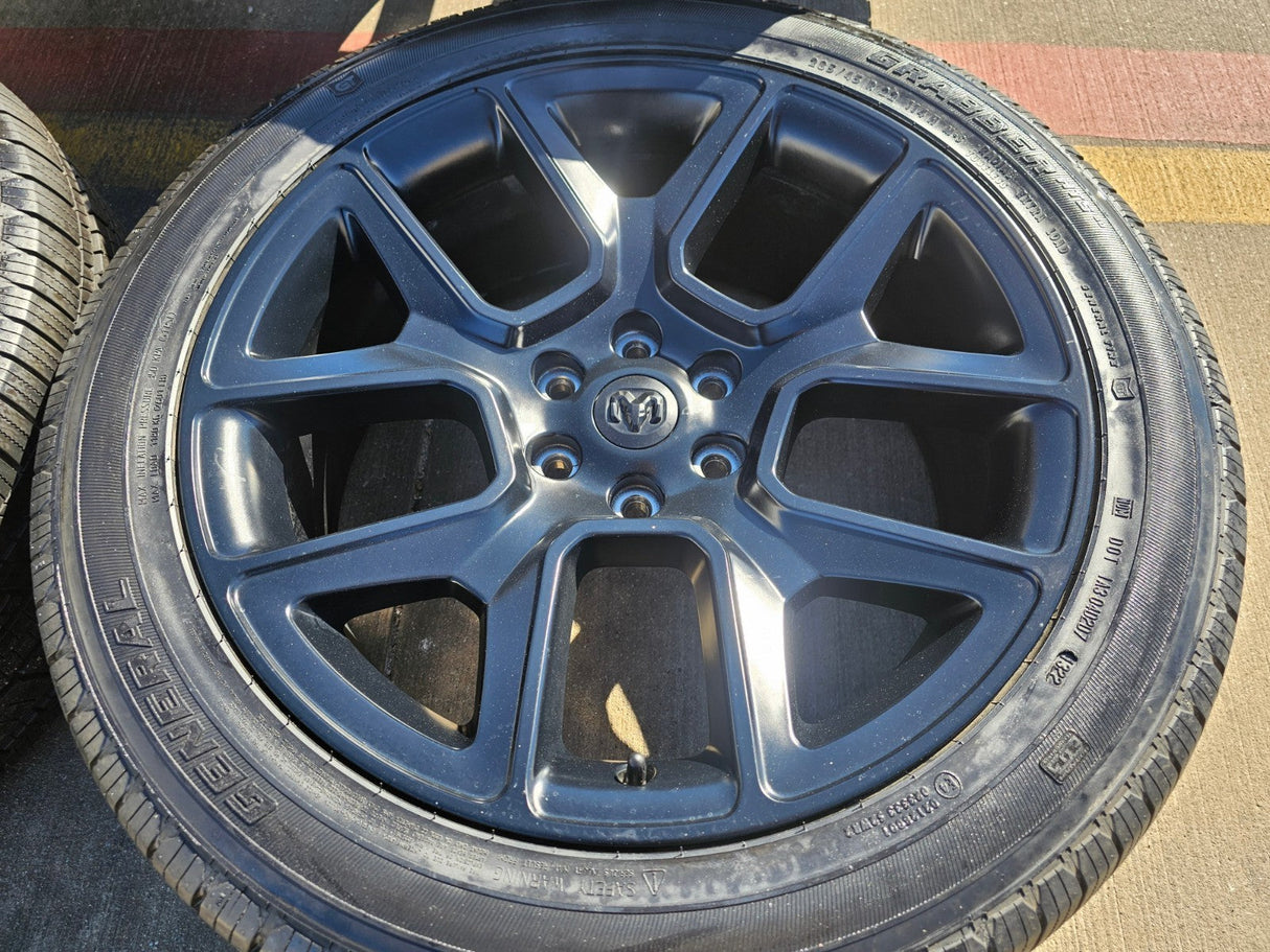 22" Dodge Ram 1500 OEM LIMITED Laramie wheels rims black 2725 2684 GENERAL Texas Truck Tire