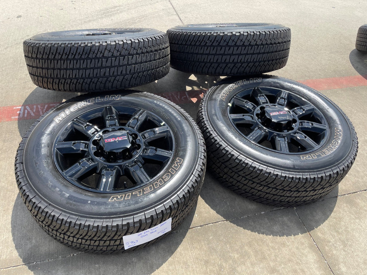 20" GMC Sierra AT4X 2500 3500 OEM 14137 5963 wheels rims Silverado NEW MICHELIN Texas Truck Tire