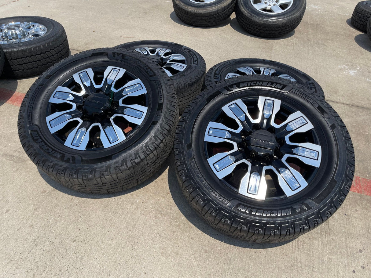 20" GMC Sierra 2500 3500 OEM wheels rims 5958 14138 tires MICHELIN DEFENDER Texas Truck Tire