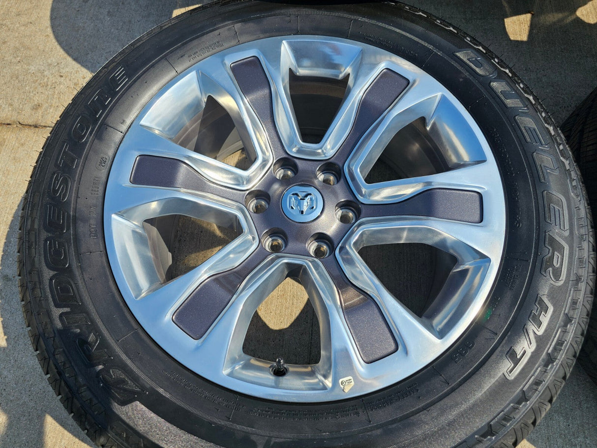 20" Dodge Ram 1500 OEM Laramie Long Horn wheels rims 2678 2682 TAN 2024 2025 NEW Texas Truck Tire