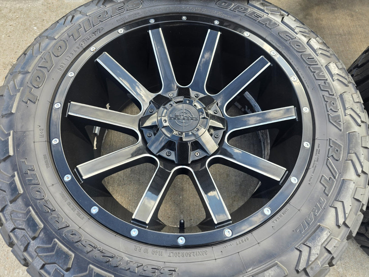 20x10 20" Lethal Off-Road Chevy Silverado Ford F-150 RAM wheels rims 6x139 6x135 Texas Truck Tire