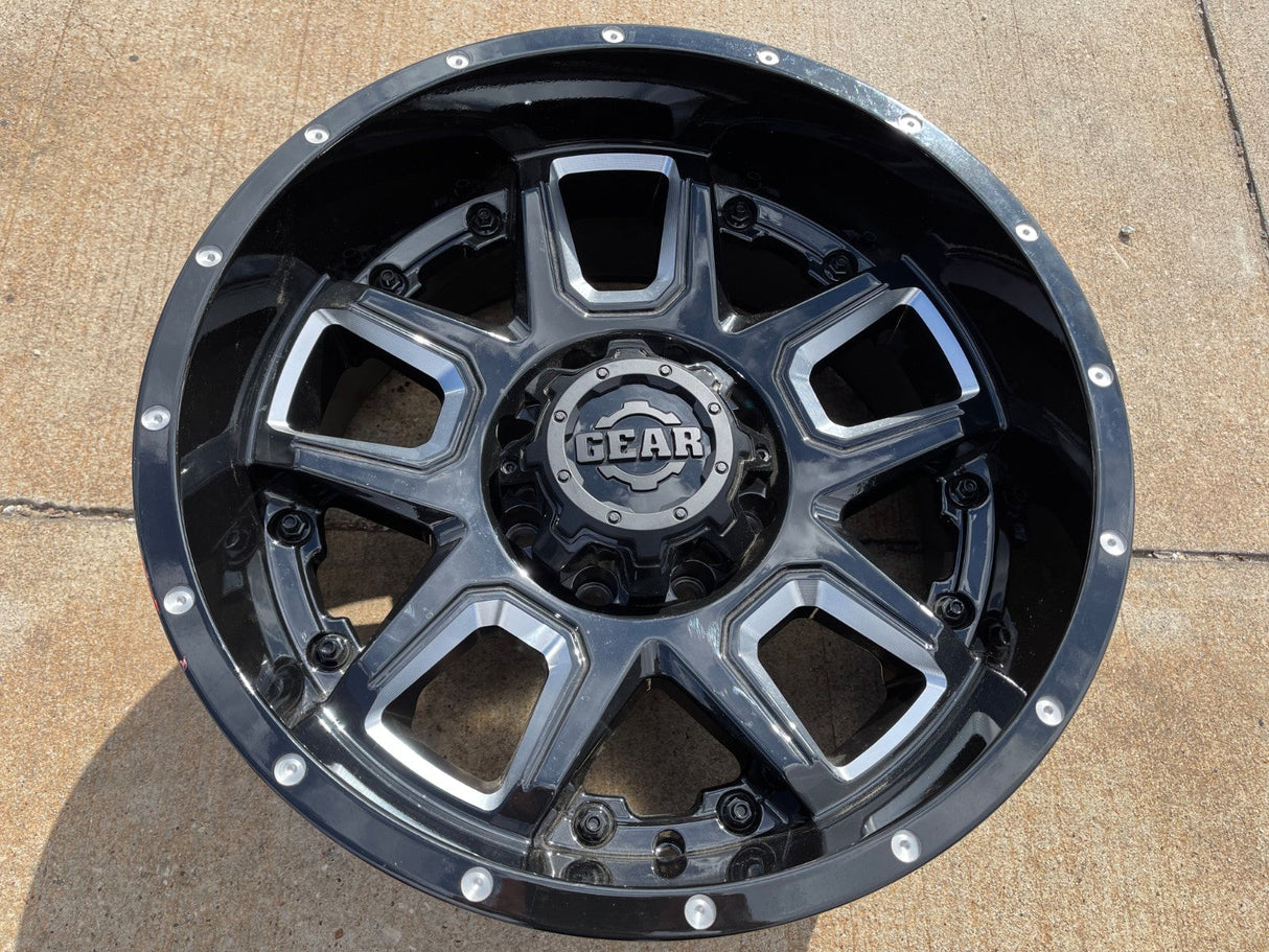 (1) 20x10 Gear Off Road 743BM Armor wheel rim 8x165 Chevy GMC Ram 2500 3500 NEW Texas Truck Tire