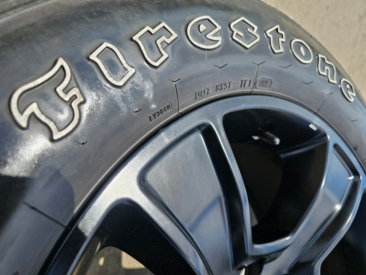 20" Dodge Ram 1500 OEM LIMITED Black 2676 2723 wheels rims FIRESTONE A/T Texas Truck Tire