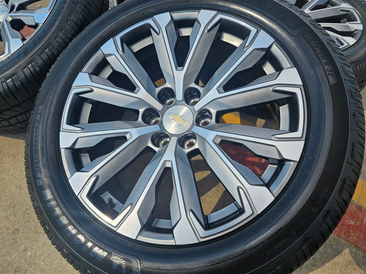 22" Chevy Tahoe Silverado Suburban OEM wheels rims 2025 2026 NEW MICHELIN Texas Truck Tire
