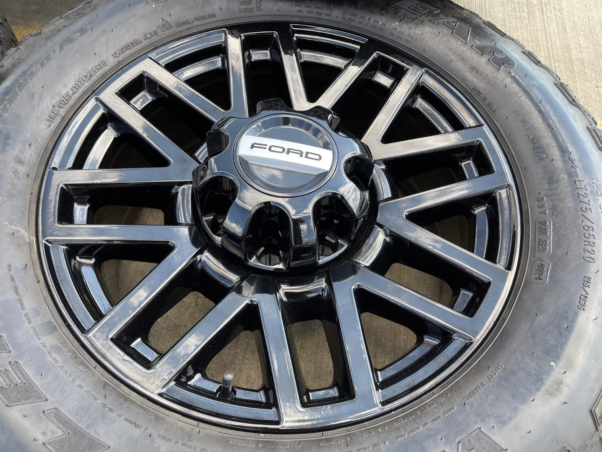 20" Ford F-250 F-350 LARIAT TREMOR OEM 10201 10104 rims wheels GOODYEAR A/T NEW Texas Truck Tire