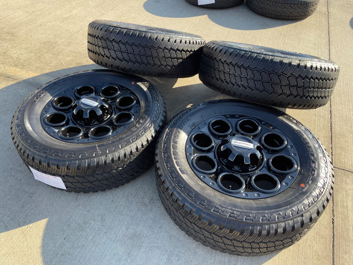 20" Ford F-250 F-350 OEM black TREMOR 10484 10299 wheels rims BRIDGESTONE NEW Texas Truck Tire