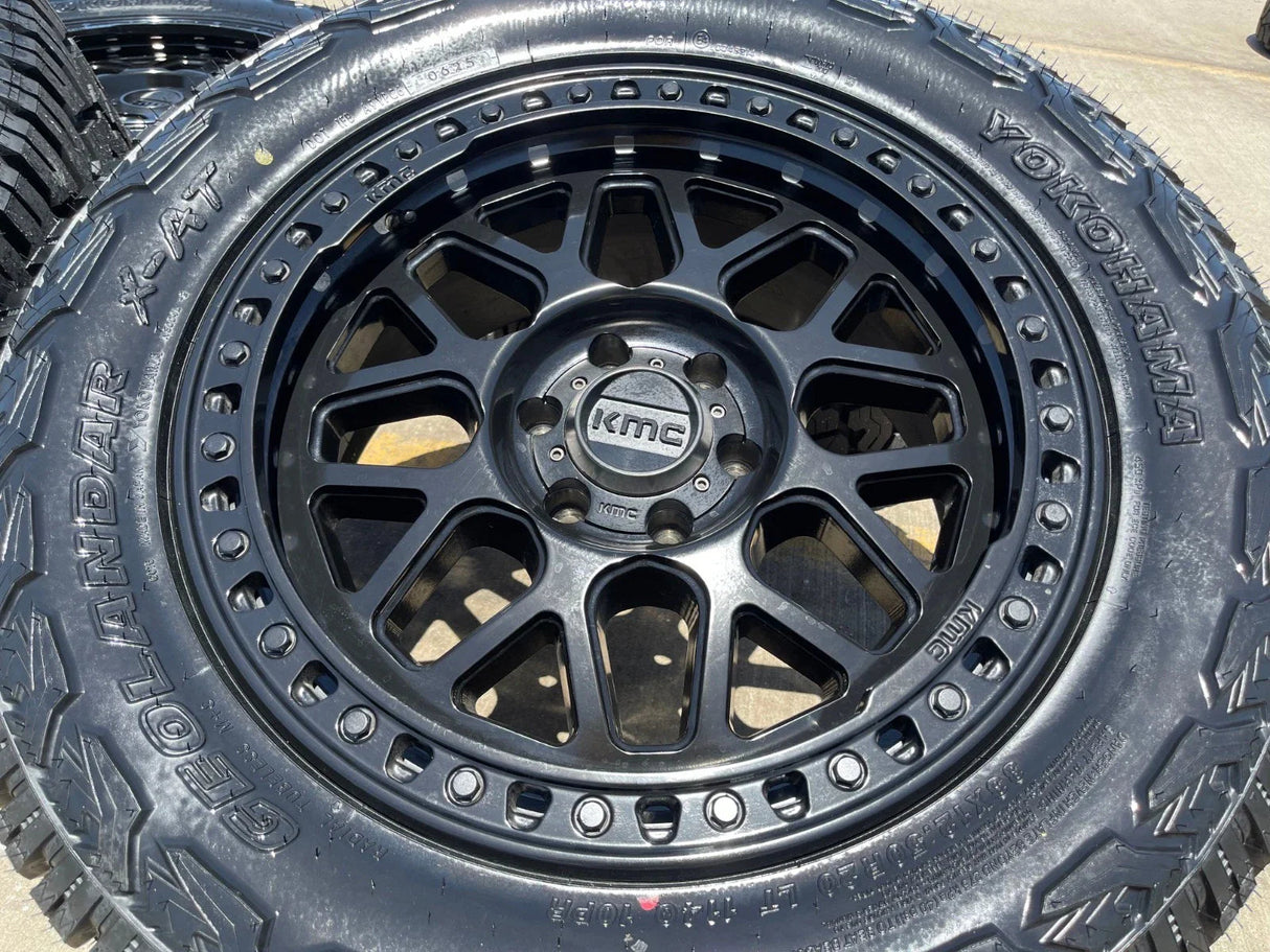 20x9 20" KMC KM549 Ford Expedition F-150 6x135 wheels rims tires 33" NEW Texas Truck Tire