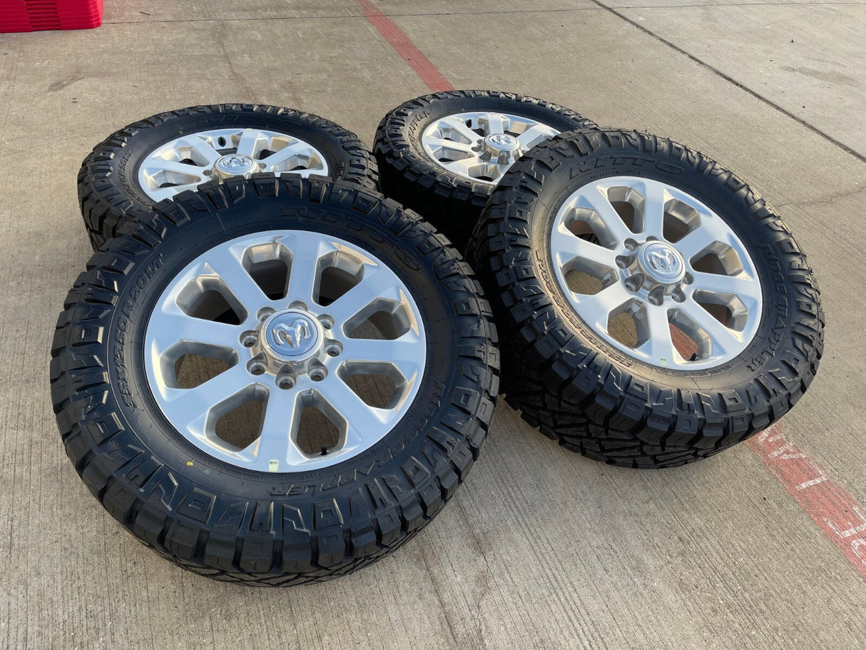 20" Dodge Ram 2500 3500 LARAMIE OEM 2700 wheels rims 2025 2026 NEW 35" NITRO Texas Truck Tire