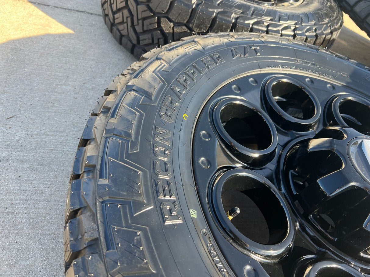 20" Ford F-250 F-350 OEM black TREMOR wheels rims 10299 10484 NEW NITRO A/T Texas Truck Tire
