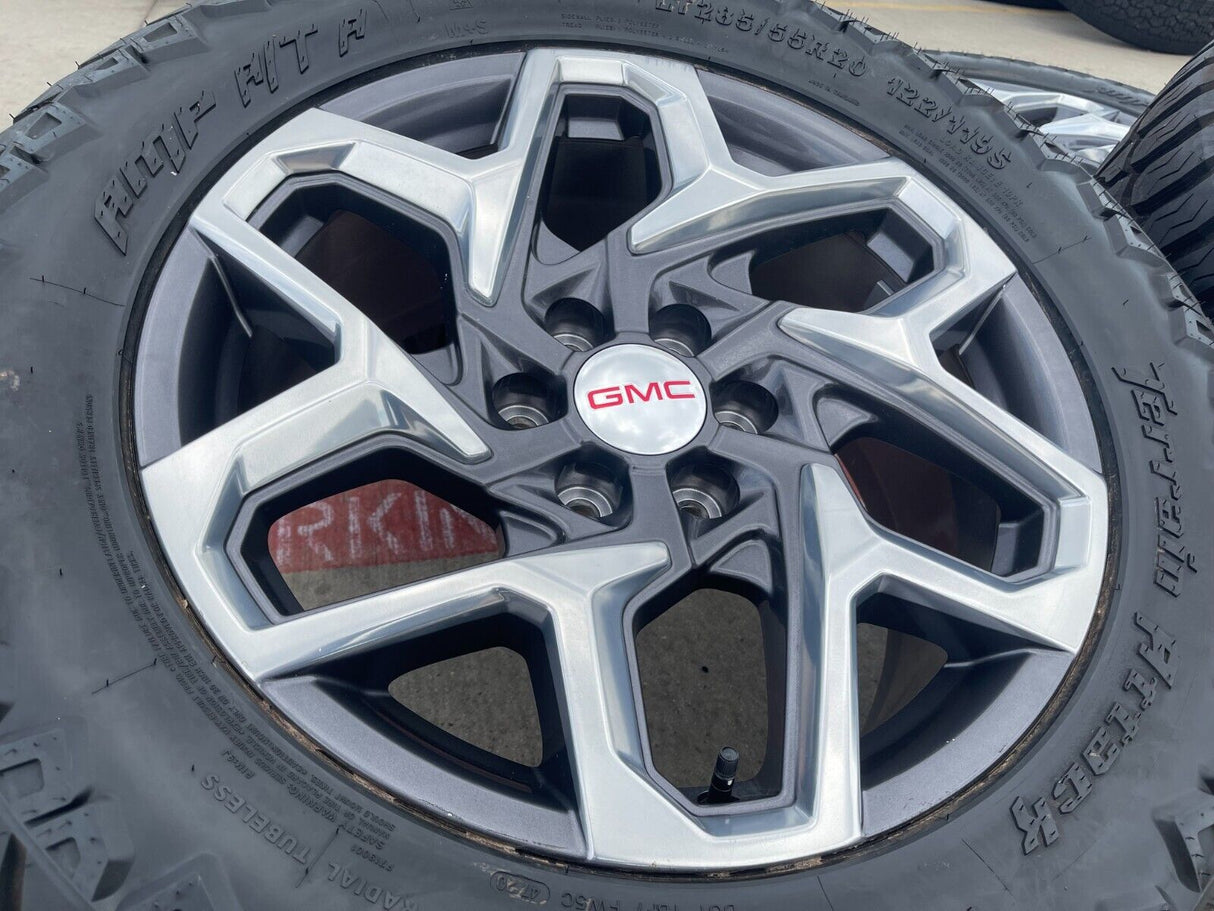 20" GMC Sierra Yukon AT4 Tahoe Silverado OEM wheels rims tires 2022 2023 2024 Texas Truck Tire