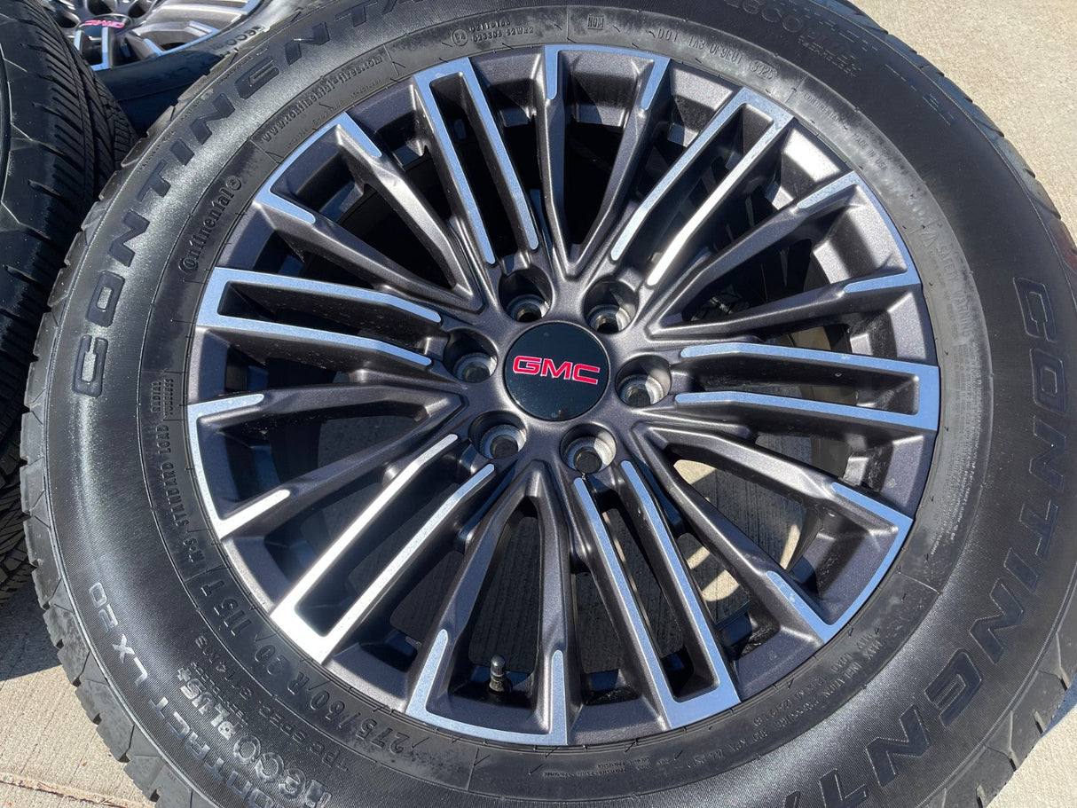 20" GMC Sierra Yukon Chevy Silverado OEM wheels rims 2024 2025 2026 CONTINENTAL Texas Truck Tire