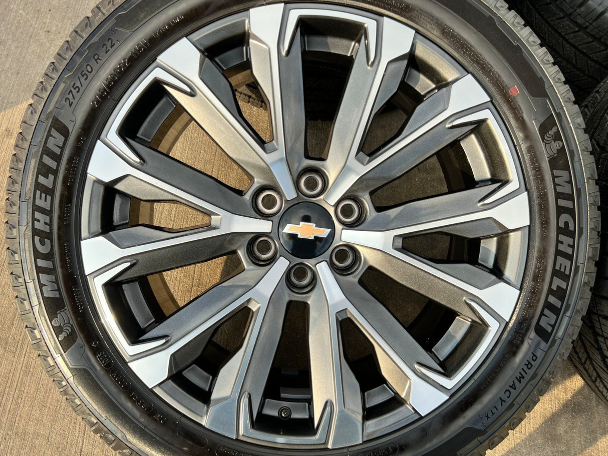 22" Chevy Tahoe Silverado Suburban OEM wheels rims NEW MICHELIN 2025 2026 Texas Truck Tire