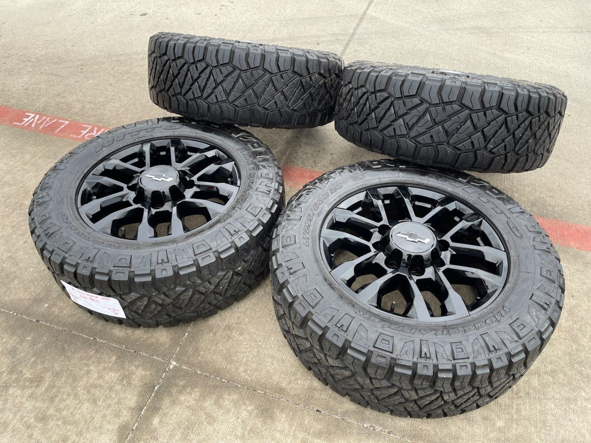 20" Chevy Silverado Trail Boss GMC AT4 2500 OEM 94030 wheels rims NIRTO 34" Texas Truck Tire