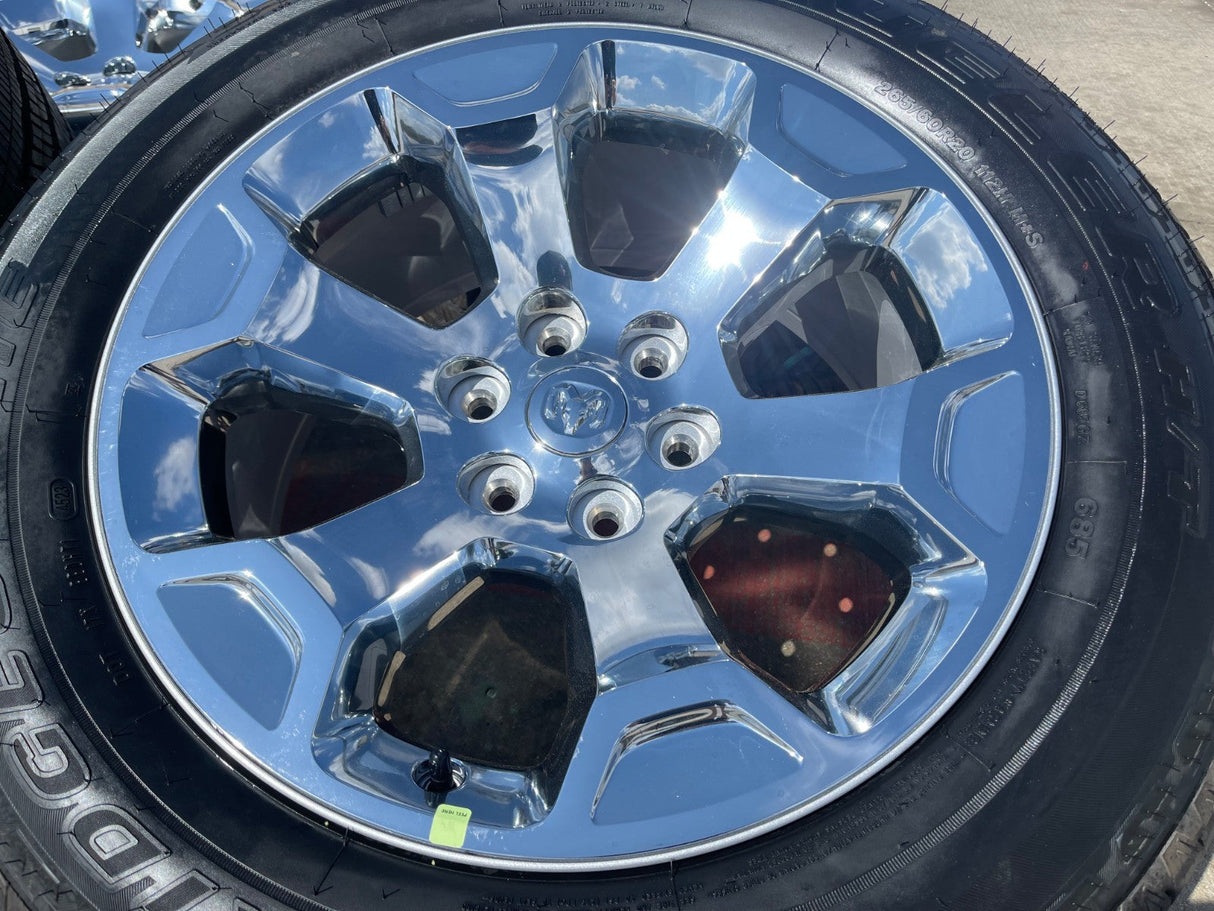 20" Dodge Ram 1500 OEM Laramie CHROME 2680 wheels rims 2025 2026 BRIDGESTONE NEW Texas Truck Tire