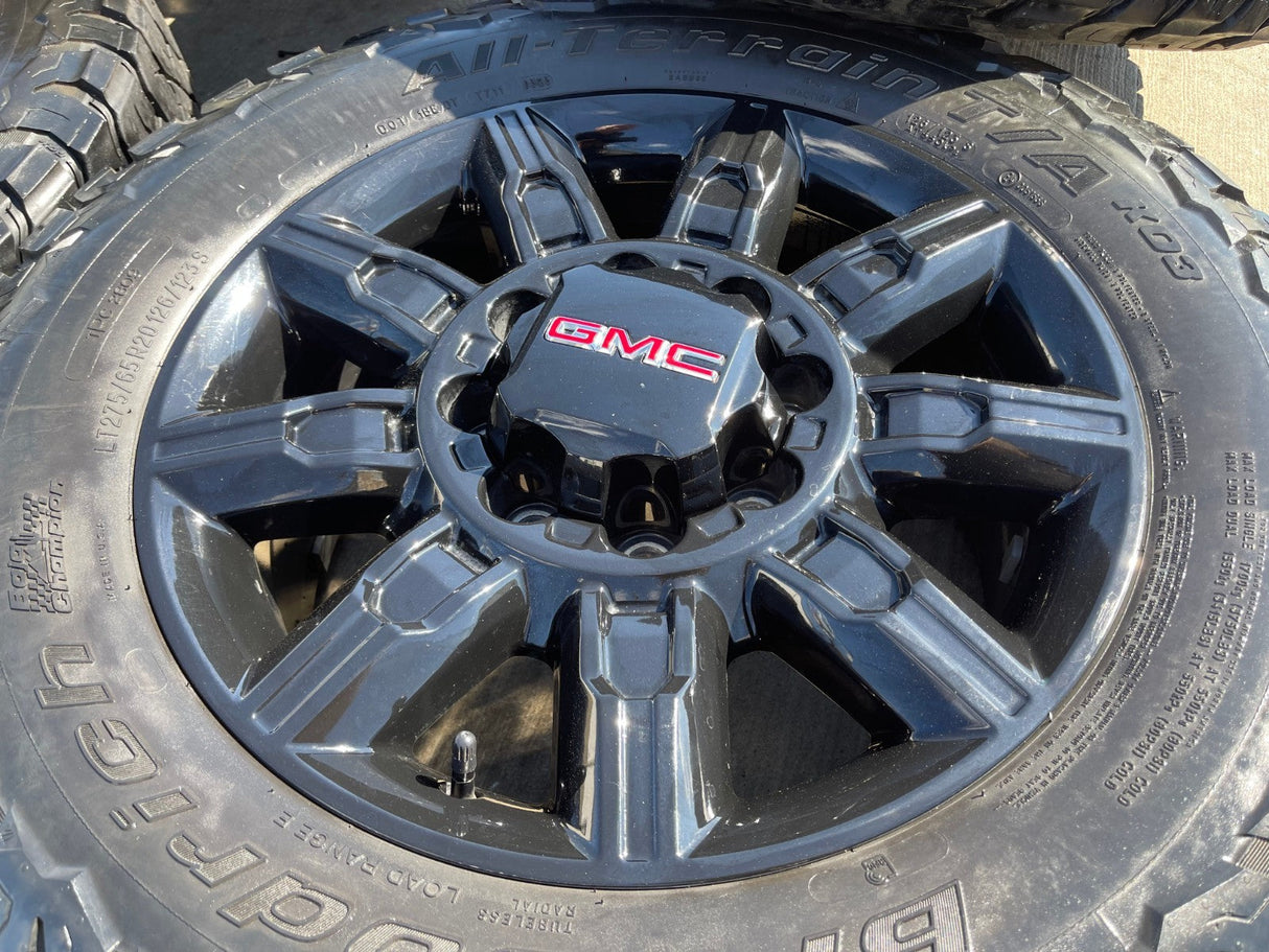 20" GMC Sierra AT4X 2500 3500 OEM 14137 5963 wheels rims Silverado BFG KO3 A/T Texas Truck Tire