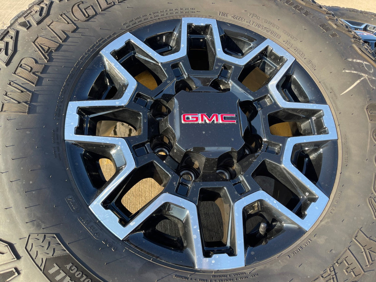 18" GMC Sierra AT4X Chevy Trail Boss 2500 OEM 14136 wheels rims GOODYEAR 35" Texas Truck Tire