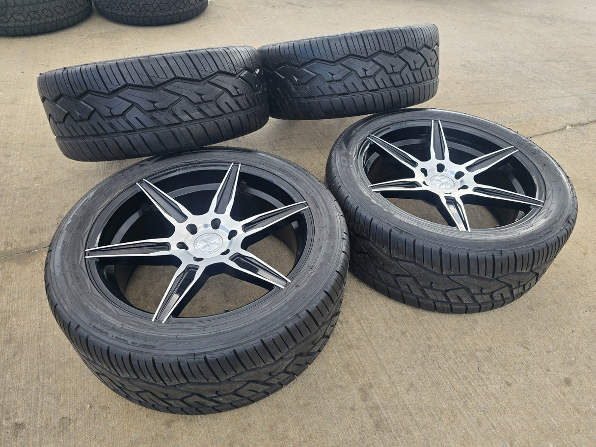22x9.5 22" Ferrada FT2 Chevy Silverado RAM wheels rims 6x139 6x5.5 tires NITRO Texas Truck Tire