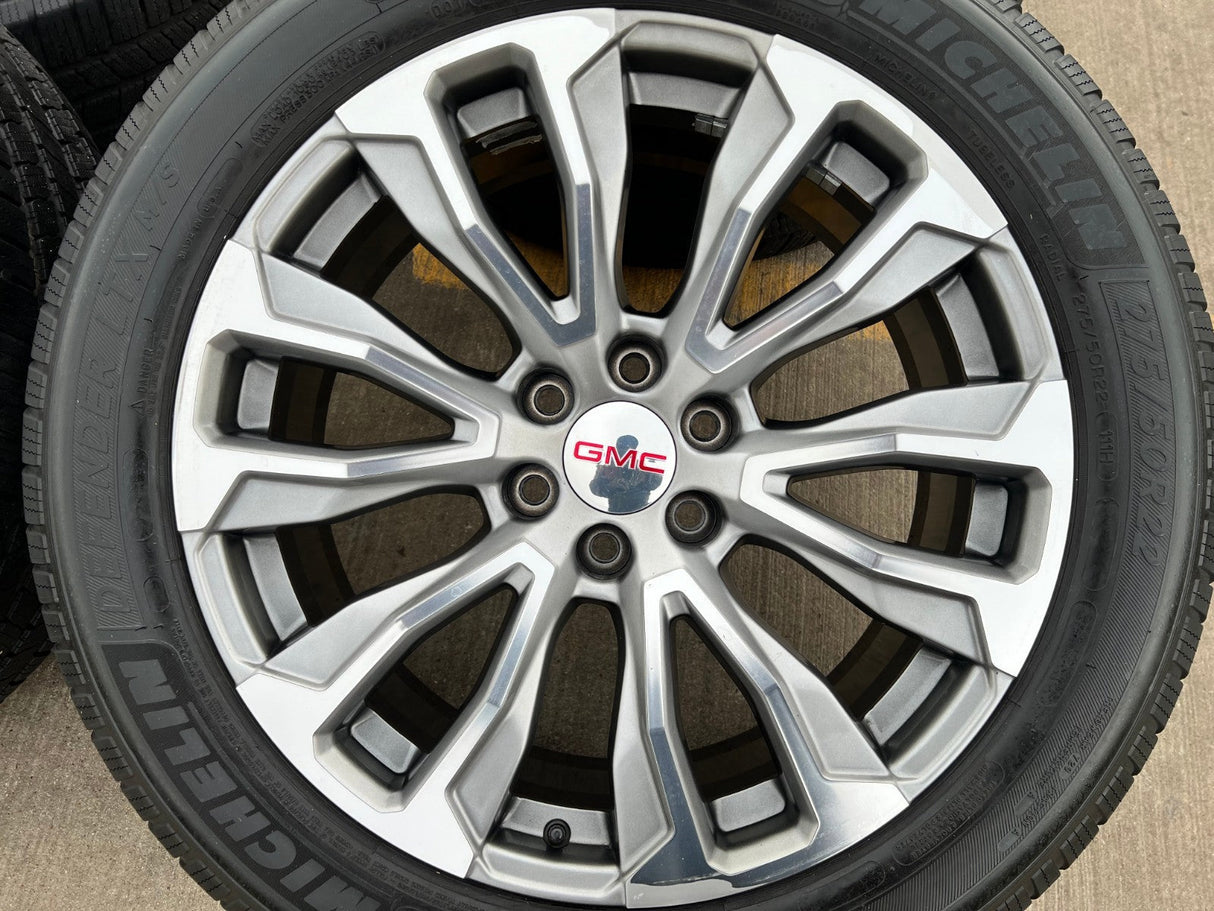 22" GMC Yukon Sierra DENALI OEM wheels rims 14025 97000 tires MICHELIN Texas Truck Tire