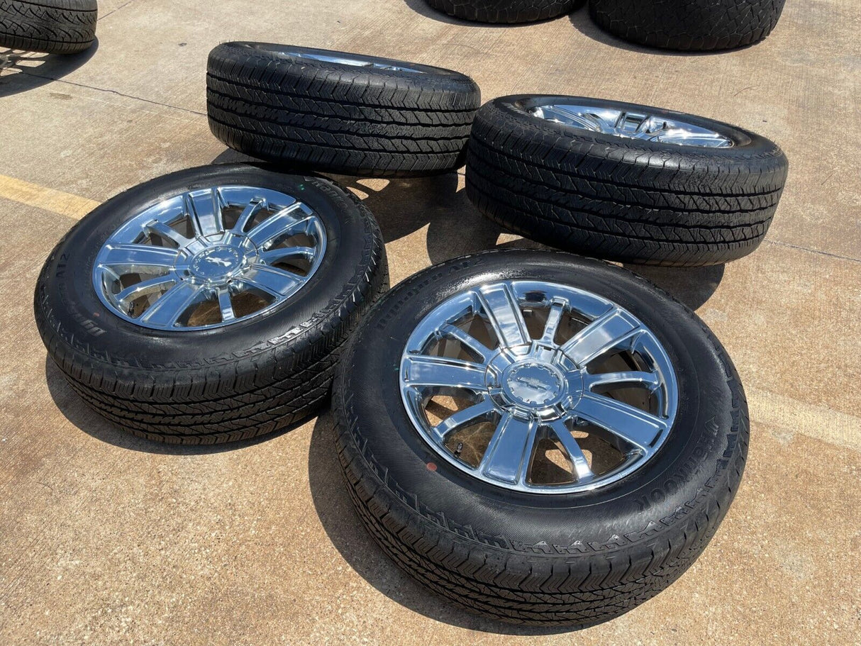 20" Chevy Silverado Tahoe OEM wheels rims 5653 CHROME 2016 2017 2018 2019 2020 Texas Truck Tire