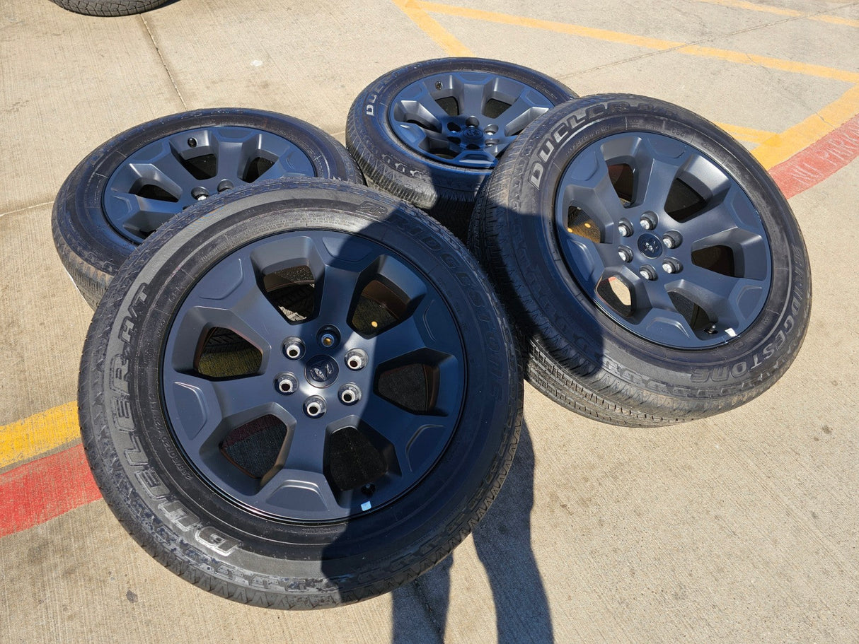 20" Dodge Ram 1500 OEM Laramie Black 2680 wheels rims 2022 2023 2024 2025 2026 Texas Truck Tire