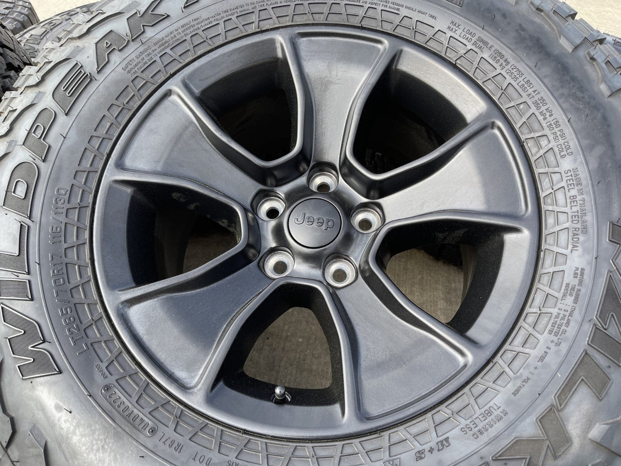 (5) 17" Jeep Wrangler Rubicon OEM 96226 wheels rims Gladiator FALKEN A/T3 NEW Texas Truck Tire