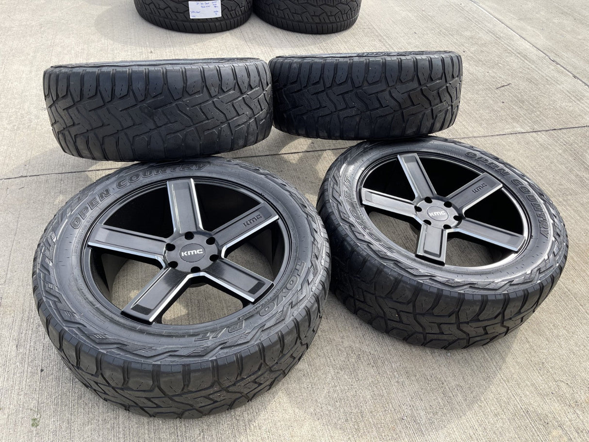 22x9 22" KMC Duece KM702 Chevy Silverado RAM wheels rims 6x139 6x5.5 tires TOYO Texas Truck Tire