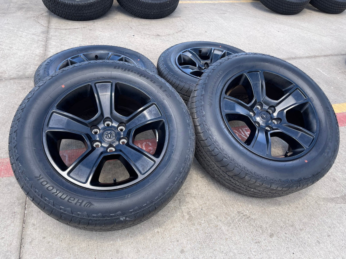 20" Dodge Ram 1500 OEM LIMITED Black 2676 2723 wheels rims NEW HANKOOK A/T2 Texas Truck Tire