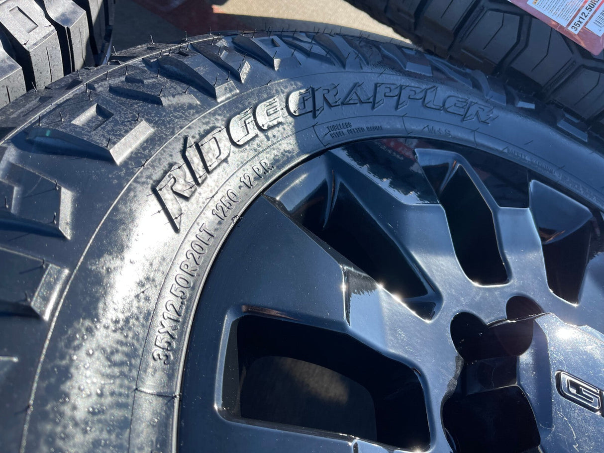 20" GMC Sierra Chevy Silverado 2500 3500 OEM 5960 5947 wheels rims NEW 35" Texas Truck Tire