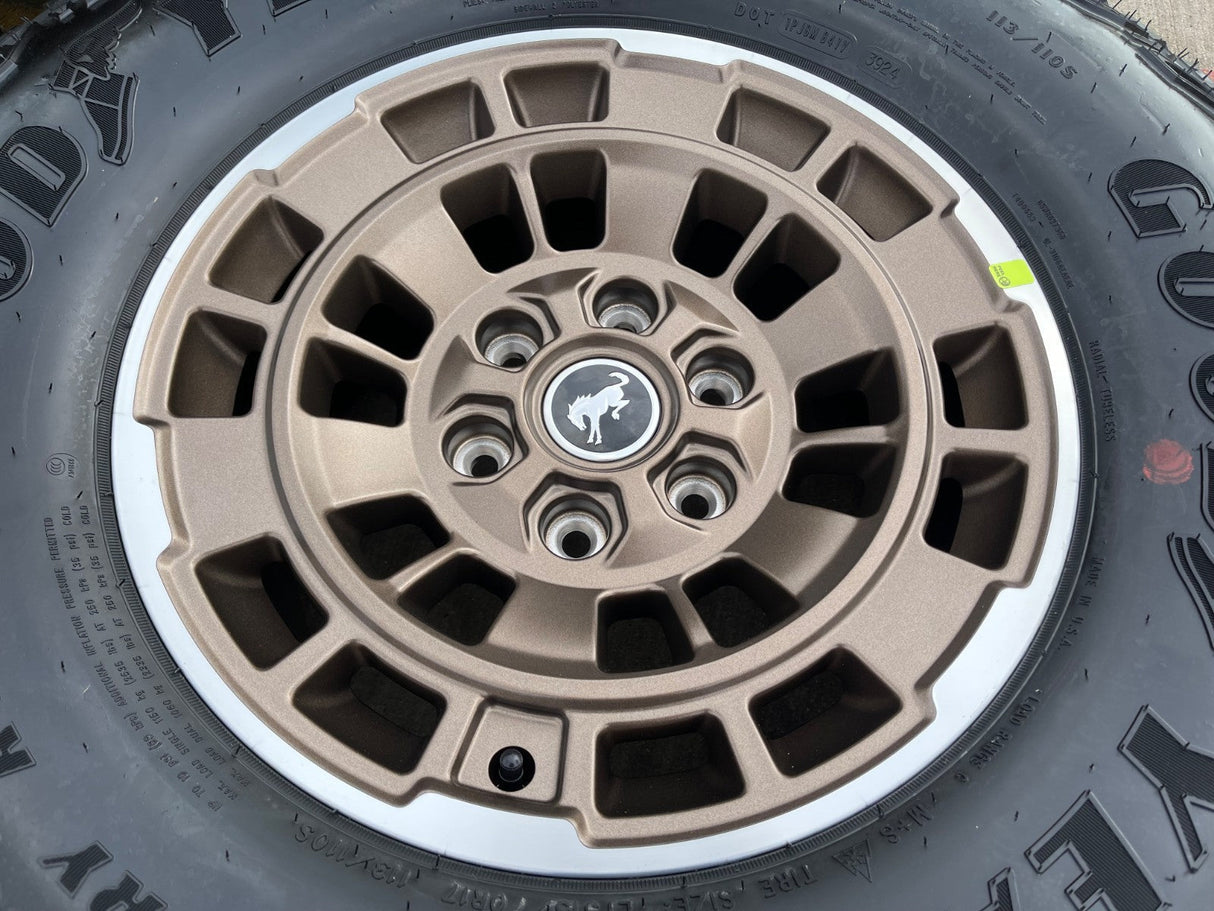 17" Ford Bronco HERITAGE Edition wheels rims BRONZE 2025 2026 GOODYEAR 35" NEW Texas Truck Tire