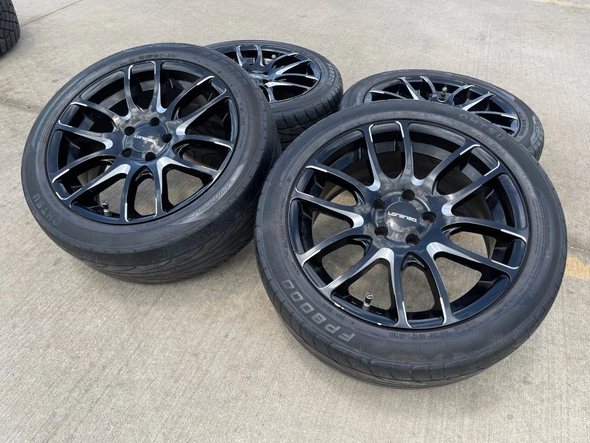 18x8 18" Lorenzo WL036 wheels rims tires 5x4.5 5x114.3 Camry Accord Mustang Texas Truck Tire