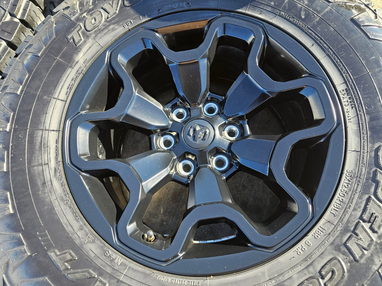 18" Dodge Ram 1500 TRX RHO Black OEM 66002 wheels rims TOYO A/T3 35" Texas Truck Tire