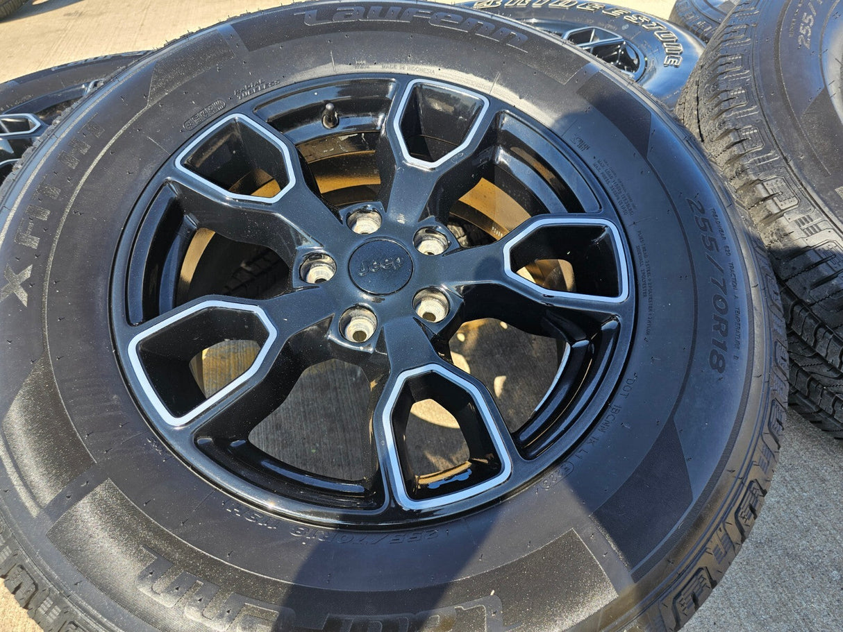 18" Jeep Wrangler SMOKY MOUNTAIN Black OEM 9198 wheels rims tires Texas Truck Tire