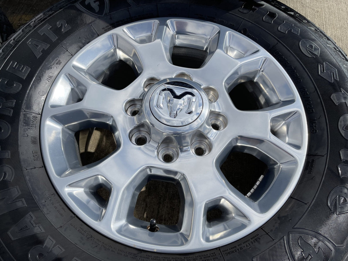 18" Ram 2500 3500 Laramie Power Wagon OEM wheels rims 2693 tires FIRESTONE A/T2 Texas Truck Tire