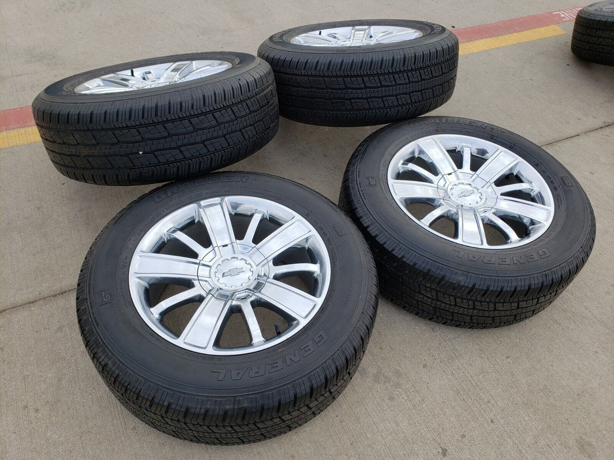 20" Chevy Silverado Tahoe OEM wheels rims 5653 CHROME 2016 2017 2018 2019 2020 Texas Truck Tire