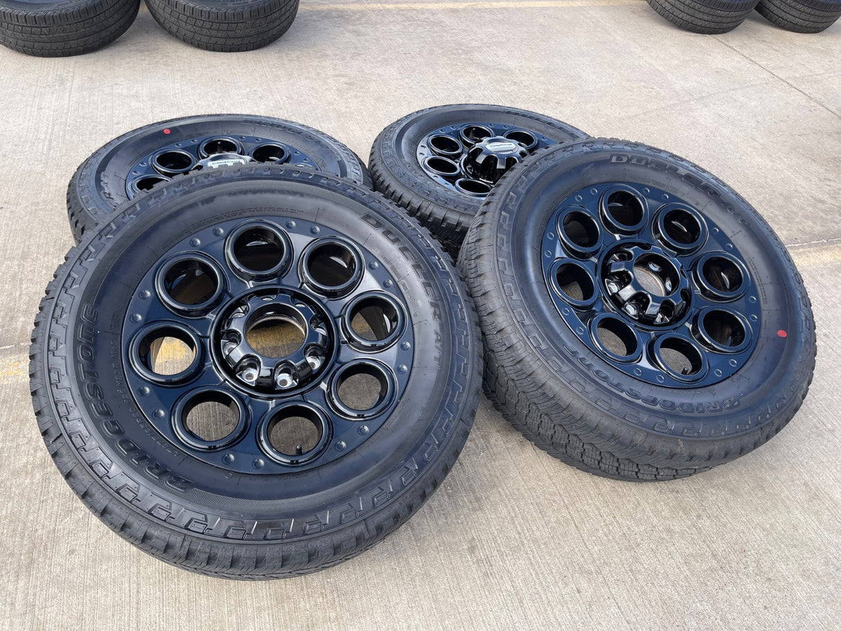 20" Ford F-250 F-350 OEM black Lariat wheels rims 10299 10484 tires NICE SET Texas Truck Tire
