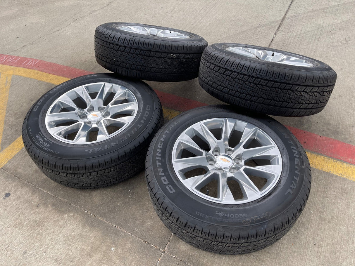 20" Chevy Tahoe Silverado 5920 OEM wheels rims GMC Yukon 2025 2026 CONTINENTAL Texas Truck Tire