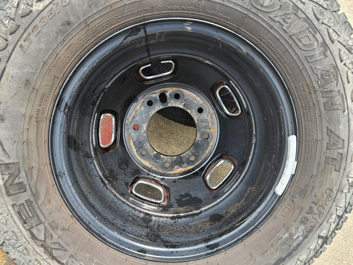 17" Dodge Ram 3500 Dually 8x200 wheels rims 2703 2704 OEM A/T tires Texas Truck Tire