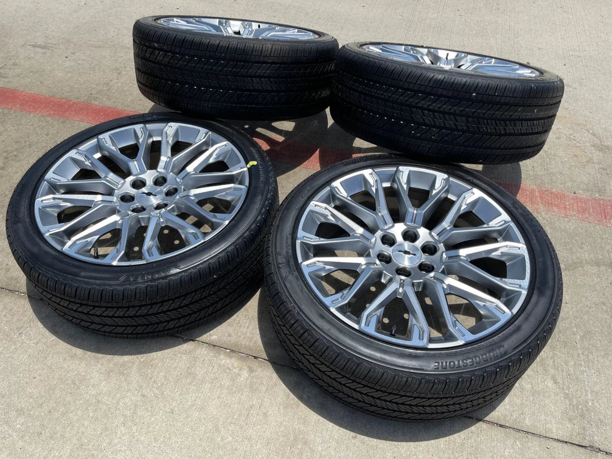 24" Chevy Tahoe LTZ GMC Yukon Sierra Denali OEM wheels rims tires 2025 2026 NEW Texas Truck Tire