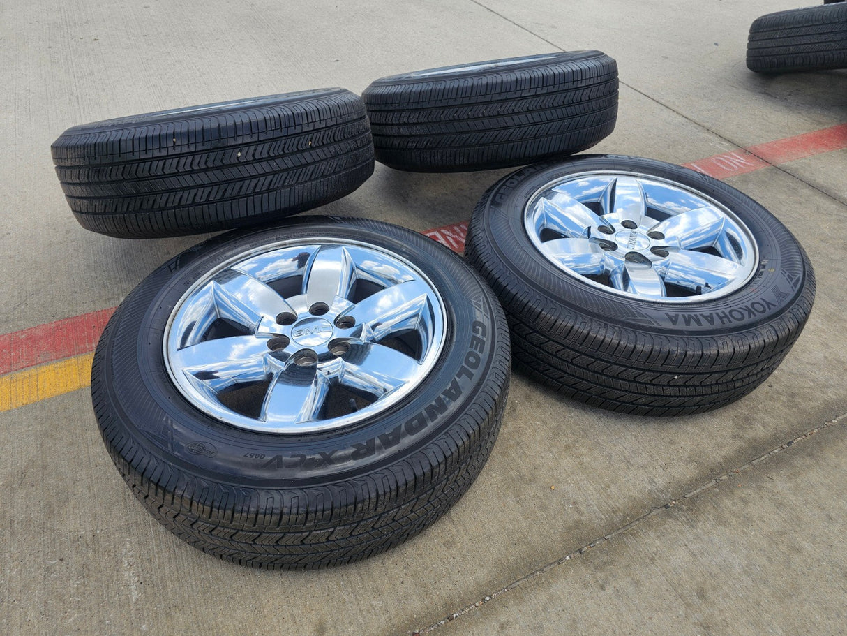 20" GMC Yukon Sierra Chevy Tahoe OEM 5420 CHROME wheels rims YOKOHAMA Texas Truck Tire