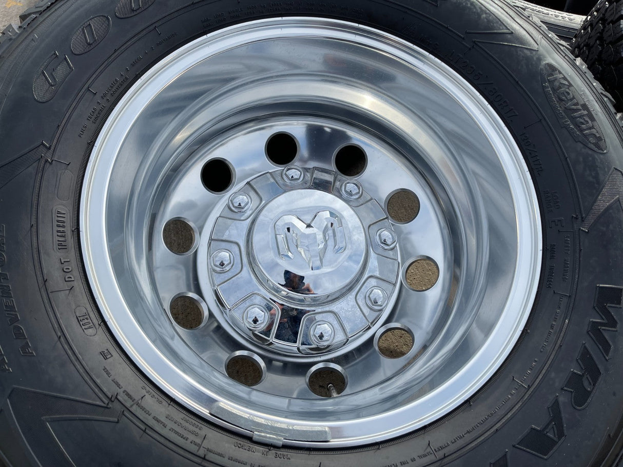 17" Dodge Ram 3500 Dually Laramie 8x200 wheels rims 2701 2702 OEM GOODYEAR Texas Truck Tire