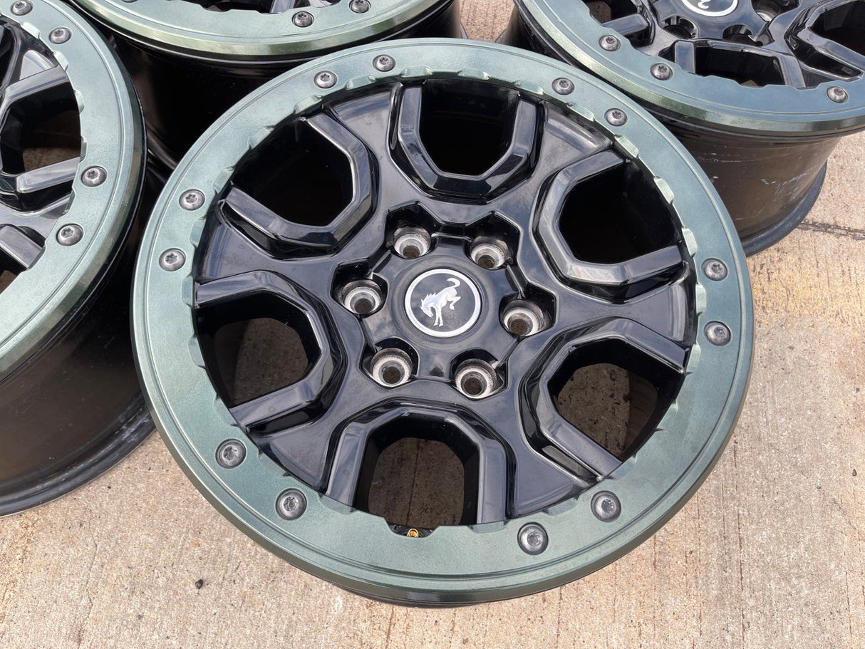 17" Ford Bronco SASQUATCH wheels rims BEADLOCK 10388 Ranger 2024 2025 2026 GREEN Texas Truck Tire