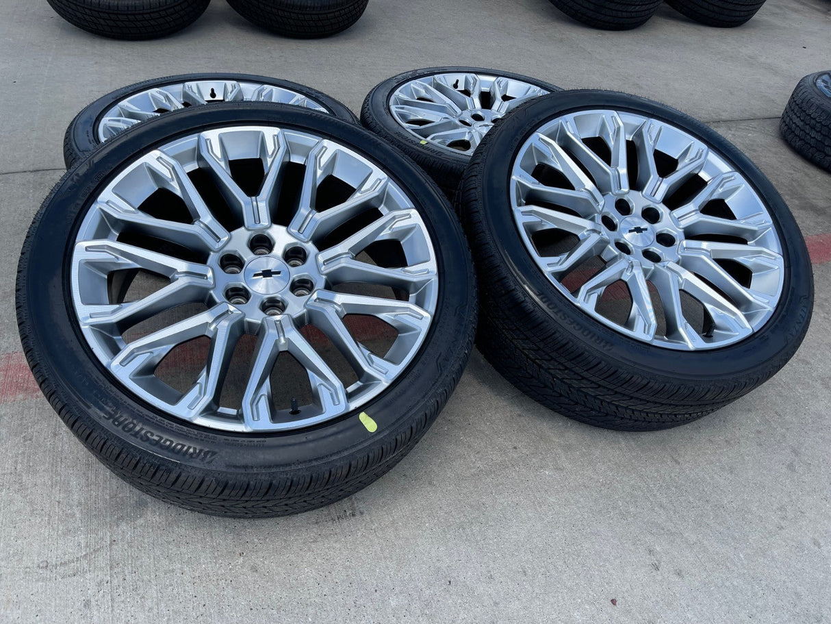 24" Chevy Tahoe LTZ GMC Yukon Sierra Denali OEM wheels rims tires 2025 2026 NEW Texas Truck Tire