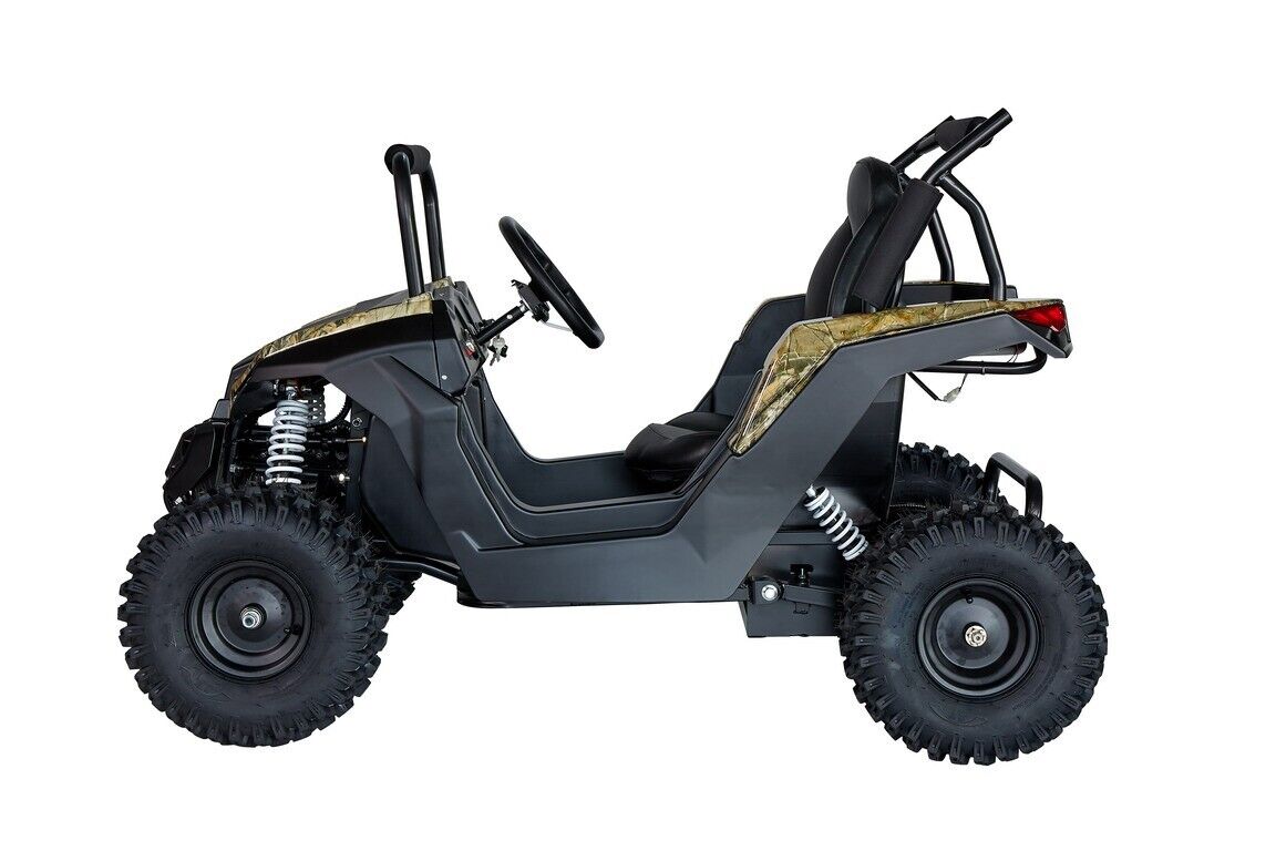 48V 1000W Black Kids Electric UTV - Single Seat Brushless Roll Cage - Three Speed Capability